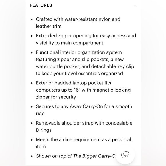 NWOT Away The Everywhere Bag + Large Toiletry Bag in Navy Blue *bundle deal* - Picture 9 of 12